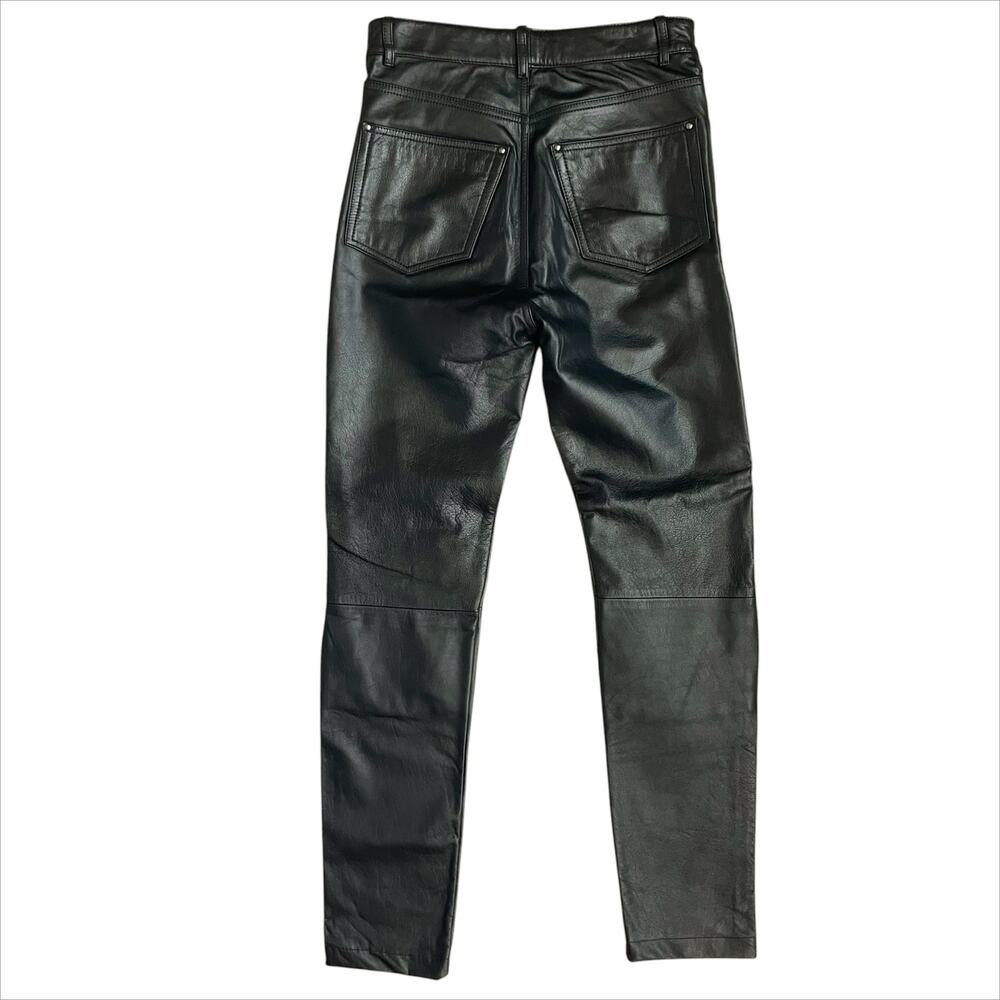 MAXIMA by WILSONS 100% Leather Satin-Lined Black Slim Leg Pants Size 4 (est) - Picture 4 of 8